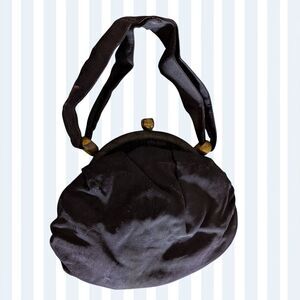 Vintage Unbranded Dark Navy Cloth Evening Bag Handbag 1950s Date Party Christmas